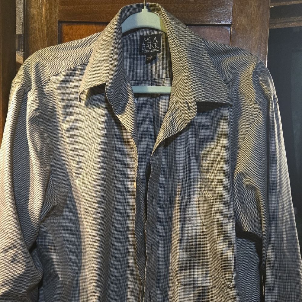 Jos. A. Bank Black and White Checkered Shirt Jacket